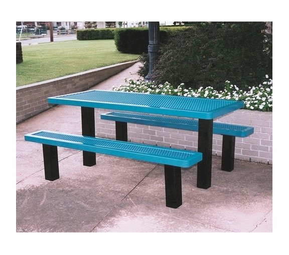 Regal Style Thermoplastic Coated Expanded Metal Picnic Table With 2