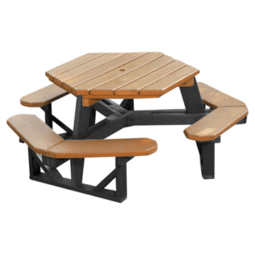 Hexagonal Heavy Duty Recycled Plastic Picnic Table - Furniture Leisure