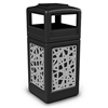 42 Gallon Ashtray Top Plastic Trash Receptacle With Decorative Intermingle Stainless Steel Panels
